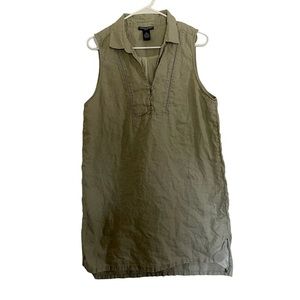 Chelsea & Theodore Linen Sandy Tan sleeveless collared dress Women’s Size Medium